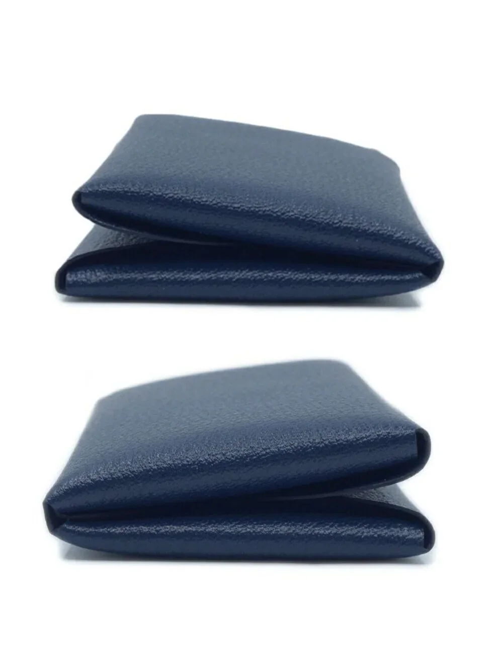 Hermes Calvi Duo Blue Navy Card Case Coin Box